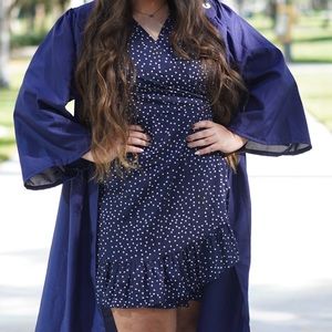 Navy Polka Dot Wrap Dress